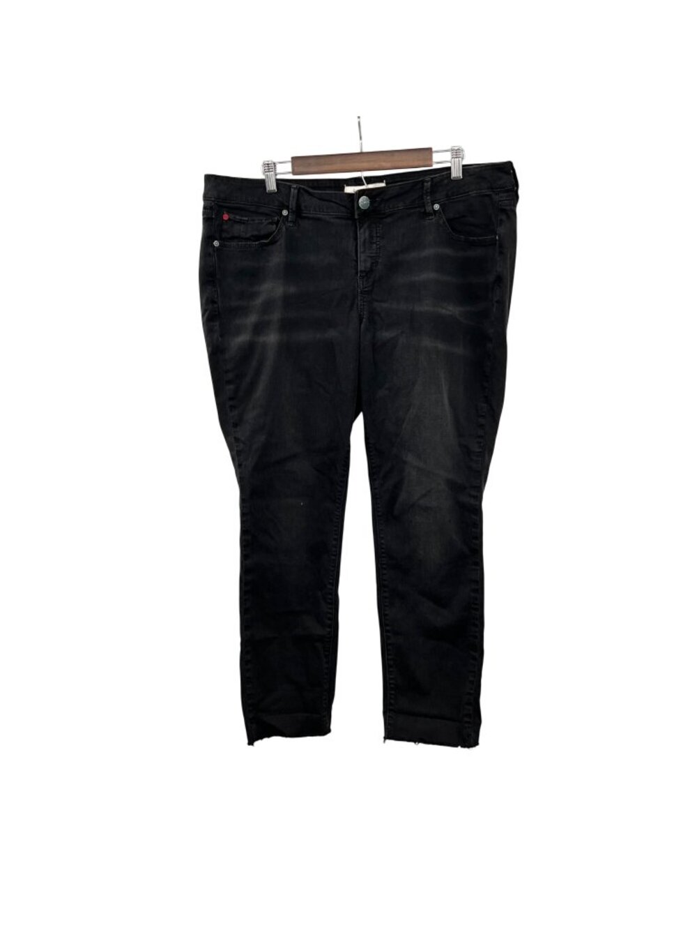 Slink Jeans Womens Curvy Jeans Faded Black High Rise Frayed Cuffs Size 18